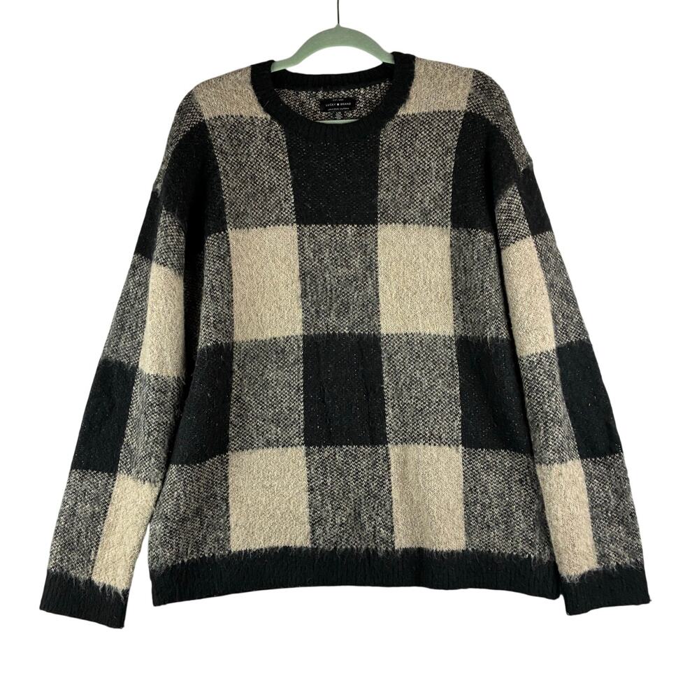 Lucky Brand Buffalo Plaid Crewneck Sweater Men's Large Cozy Cabin Grunge Wool